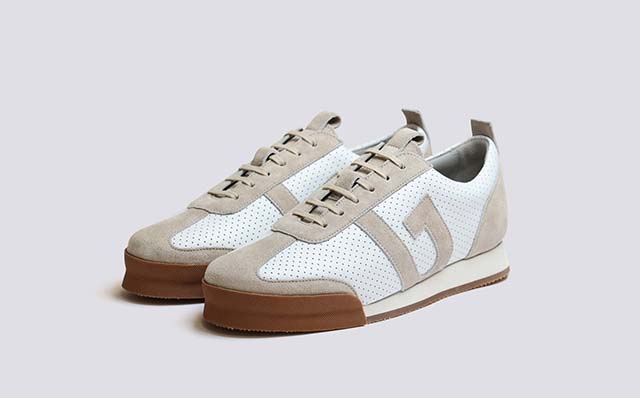 Grenson Sneaker 51 Womens Sneakers in White Leather/Suede GRS212354